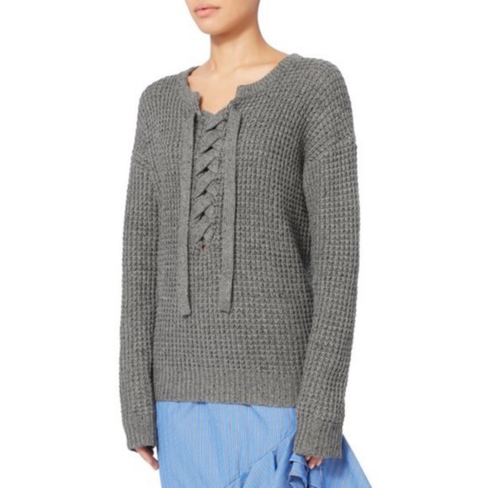 Designers Remix Charlotte Eskildsen Kimmy‎ Lace Up Gray Sweater Pullover Size XS